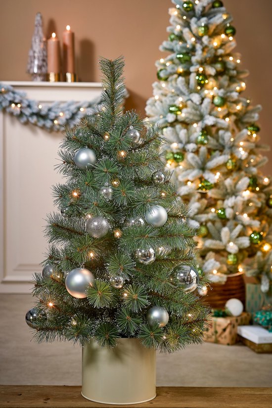 Black Box Trees Glendon Artificial Christmas Tree in Pot with 30 LED Lights - H90 x Ø51cm - Green