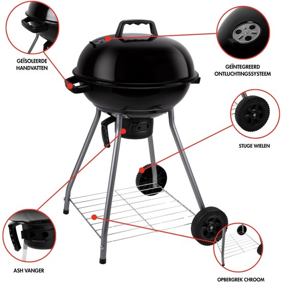 Barbecue Alpina - Barbecue sphérique - BBQ - avec couvercle - Ø 45 cm - Charbon de bois