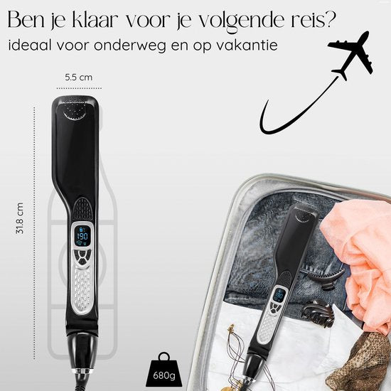 Sansbeauté® Steam Straightener - Lisseur à vapeur - Plaques larges - Lisseur professionnel - Lisseur à vapeur - Noir