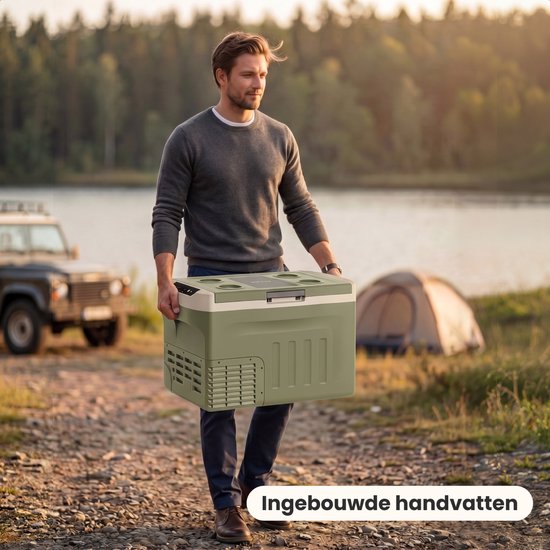 Auronic Electric Cool Box - Compresseur - 30L - 12V et 240 volts - Réfrigérateur de camping - Frigobox Car - Vert