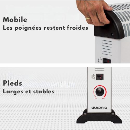Auronic Chauffage électrique - 750/1250/2000 Watts - Thermostat réglable - Blanc