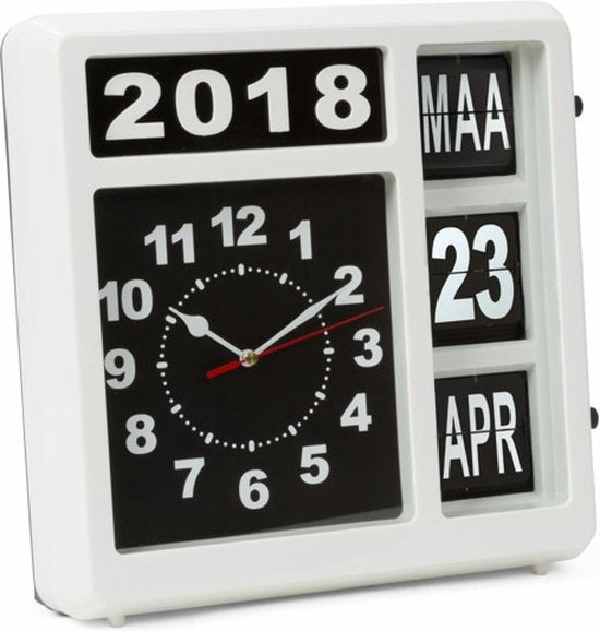 Perel Horloge murale Flipchart avec calendrier - 31 x 31 cm - hollandais