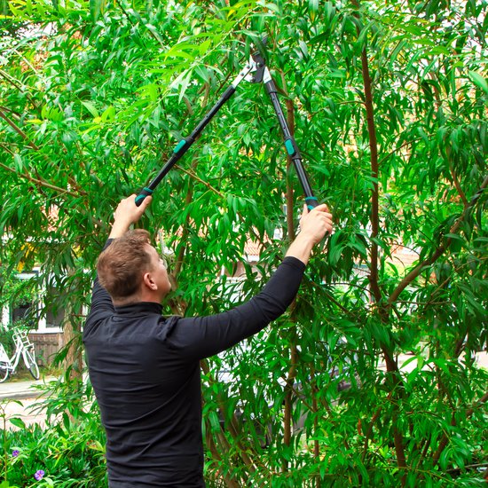 VONROC Loppers - télescopique - longueur : 63.5 - 85 cm - mâchoire de perroquet - avec revêtement anti-adhérent ILAG - pour branches jusqu'à Ø25mm