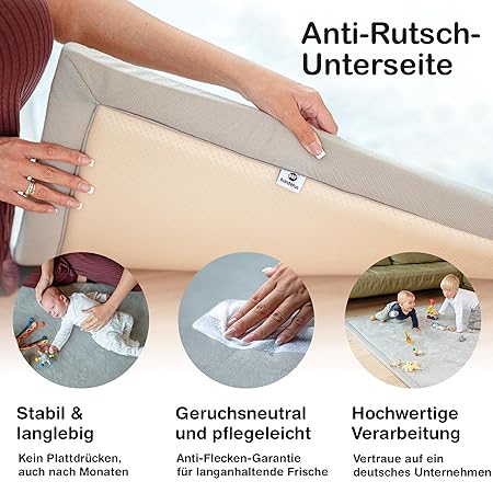 BabybeFun Baby Box pliable 150x180 cm - Gris - Box stable et flexible pour bébés et enfants en bas âge - Barrière de sécurité et grille de protection