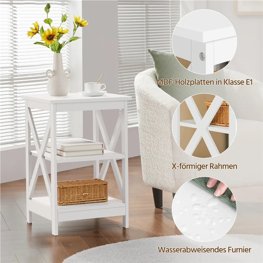 Table de chevet Yaheetech avec tablette ouverte, 40 x 40 x 61 cm, blanc
