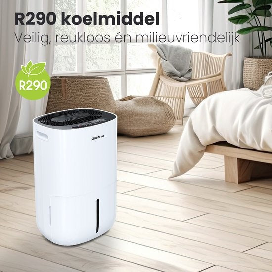 Auronic - Déshumidificateur - Capacité 16 l - Humidimètre numérique - Avec mode nuit et minuterie - Réservoir d'eau 2 l - Plastique - Blanc