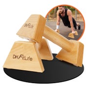 DH FitLife Poignées de pompes en bois - Lot de 2 - Hêtre - Max. 200 kg