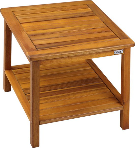 Table d'appoint Casaria Bois d'acacia - 45x45x45cm - avec 2 étagères Marron