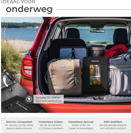 Mini-réfrigérateur de voiture tectake® - Minibar portable 14 L - Fonction 2 en 1 : refroidissement et chauffage - de 5 à 65 °C - Mini-réfrigérateur - Glacière électrique - Alimentation 12 V + 220/240 V - Réfrigérateur de camping portable