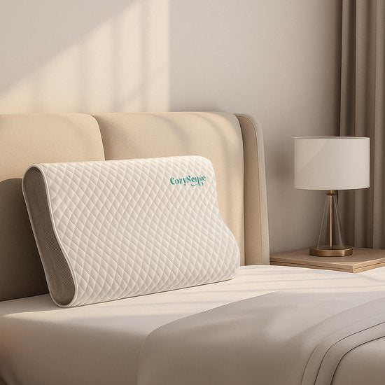 Oreiller CozySense® - Oreiller orthopédique - Oreiller ergonomique - Mousse à mémoire de forme contre les douleurs cervicales - Taie d'oreiller et sac de transport inclus - Fermeté moyenne