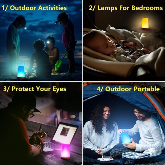 Veilleuse LED rechargeable - commande tactile - 13 couleurs