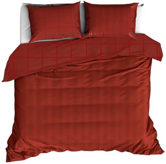 Housse de couette De Witte Lietaer en satin de coton Zygo - Format hôtel - 260 x 240 cm - Rouge