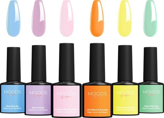 Vernis semi permanent Moods Gellac - Set de 6 pièces - Vernis à ongles en gel - 8ML - Edition été - Gellac - Nails - Gel Polish Starter Pack - Couleurs d'été