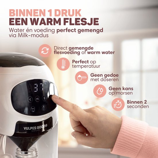 Vulpes Goods® BabyCare - Préparateur de biberons automatique - Préparateur de lait maternisé PRO - Dispositif d'alimentation des biberons - Préparateur de biberons automatique - Préparateur de lait maternisé - Kit de nettoyage inclus