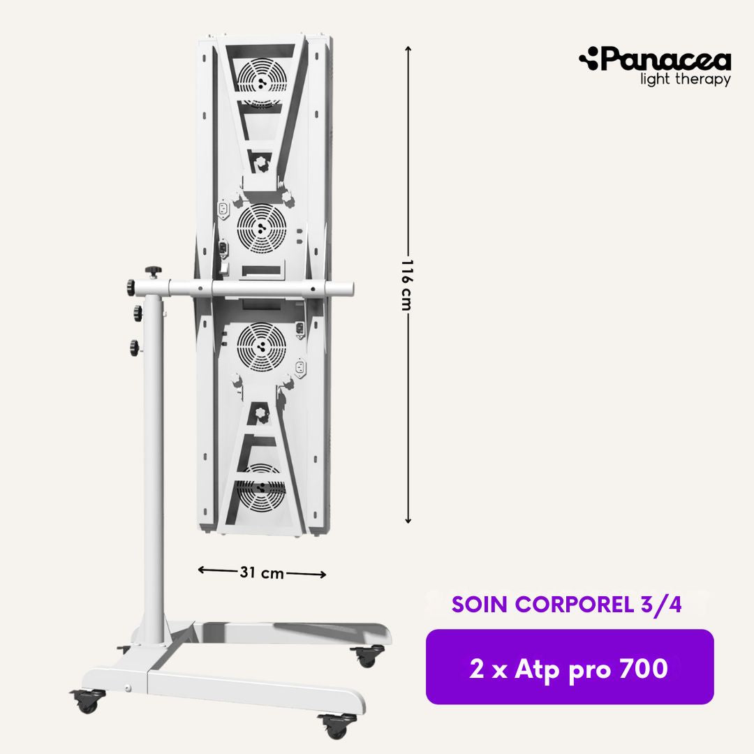 Support mobile et réglable pour les panneaux de luminothérapie - Panacea - Hauteur réglable jusqu'à 160 cm - Max. 20 kg - Métal - Blanc
