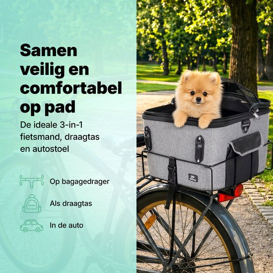 Panier pour chien Jake et Jacky - Panier pour chien à l'arrière du vélo - Panier pour chien à vélo - Siège auto pour chien - Petits chiens (max. 12 kg) - 35 x 30 x 31 cm