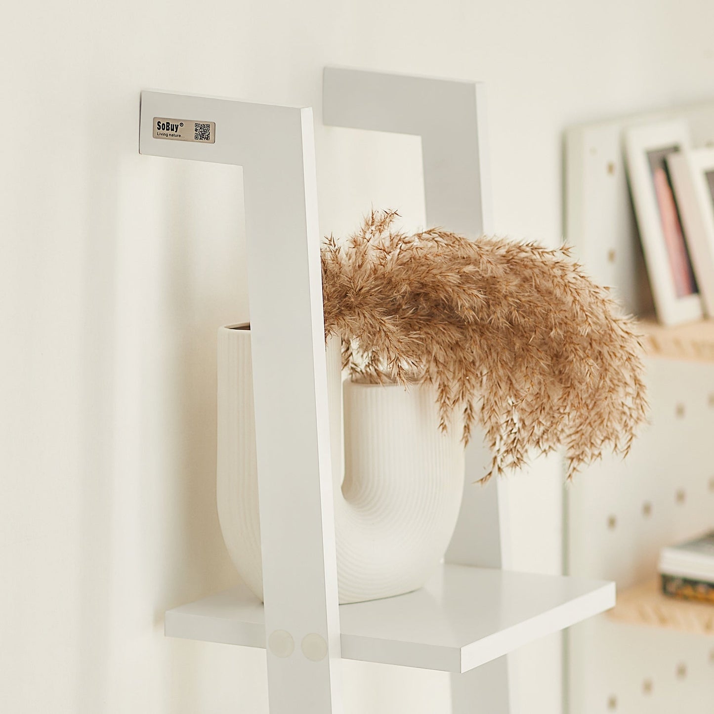 SoBuy Armoire-échelle - 4 étagères - 33x180x23 cm - Blanc