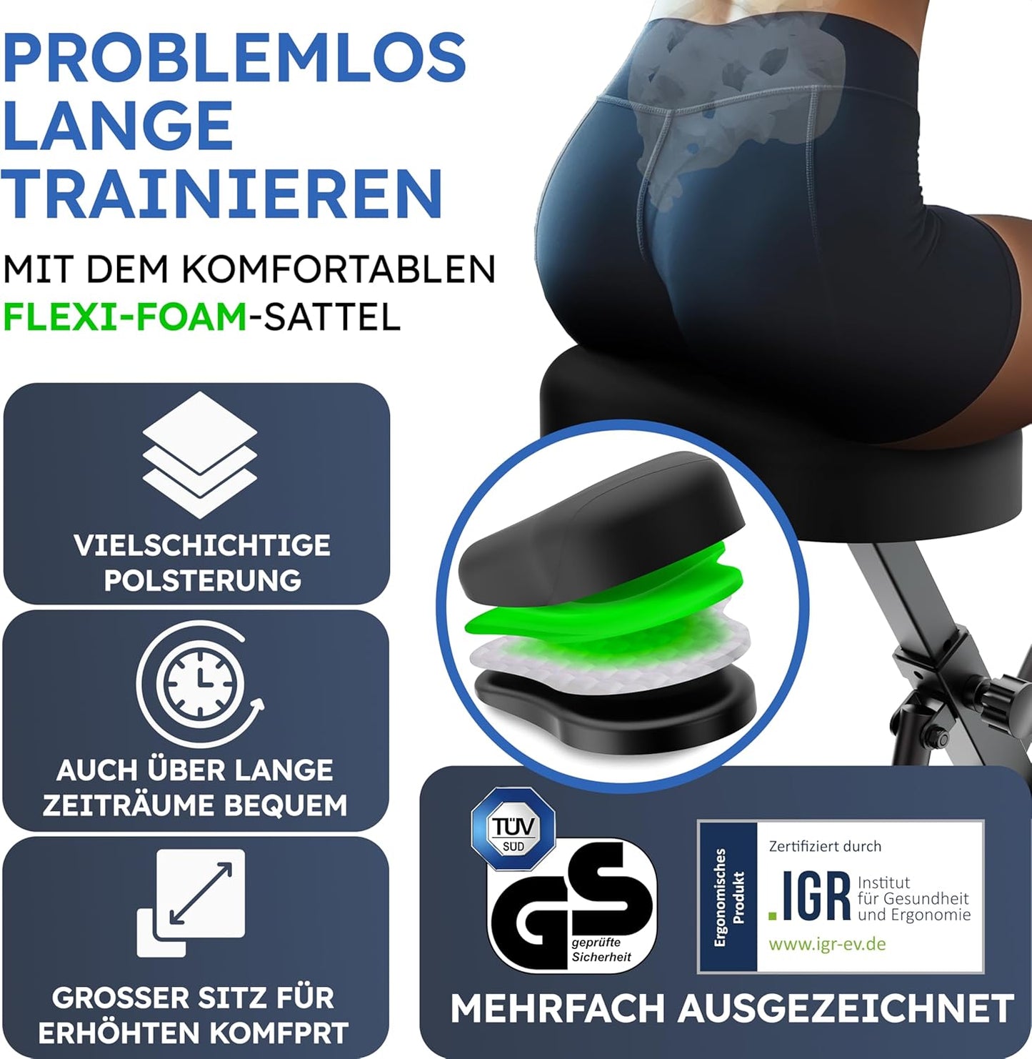 Vélo d'exercice Heroic Work - pliable - chargeable jusqu'à 150KG - Noir