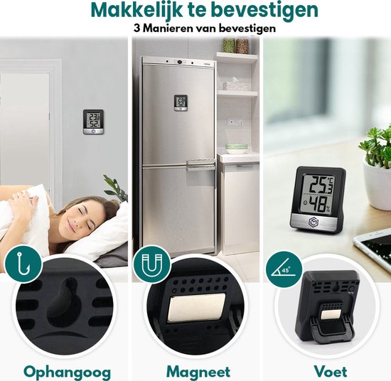 Ease Electronicz Hygromètre - Humidimètre - Station météo numérique - Humidimètre - Thermomètre d'intérieur - Pile incluse