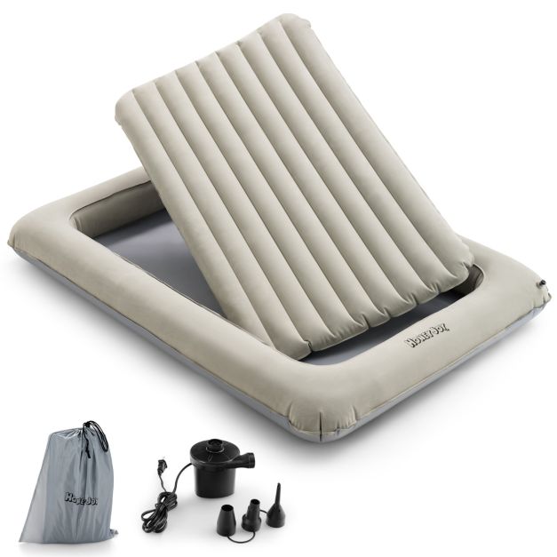 Lit de voyage gonflable pour enfant COAST - Lit 2-en-1 avec matelas intérieur amovible - 165 x 118 x 20 cm - Gris