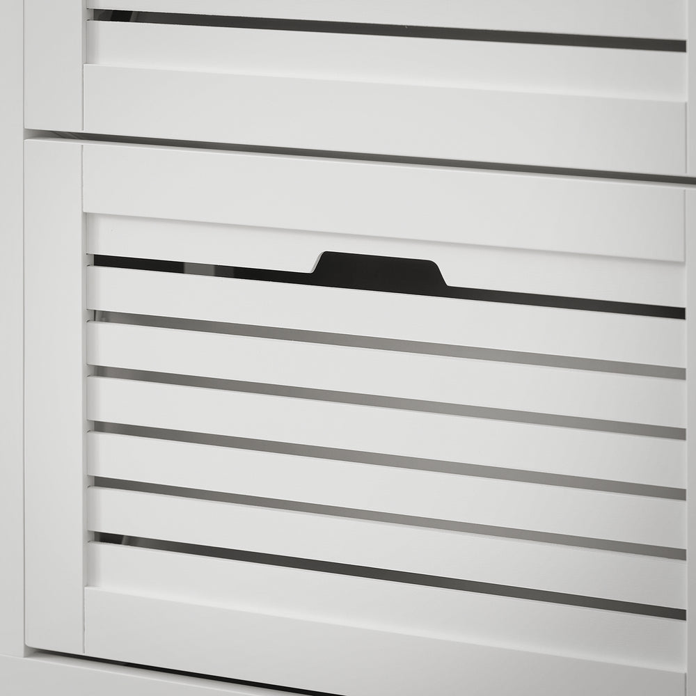 SoBuy FSR145-W Armoire à chaussures avec 6 volets, commode à chaussures avec 2 crochets, étagère à chaussures, boîte à chaussures, armoire d'entrée