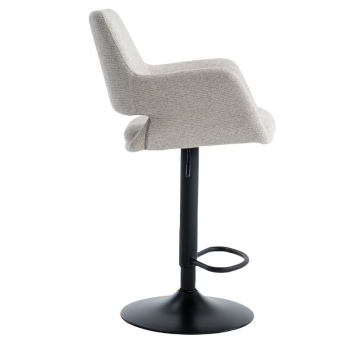 Criks Design Tabouret de bar Monza - réglable 93-115 cm - pivotant sur 360° - avec repose-pieds - beige