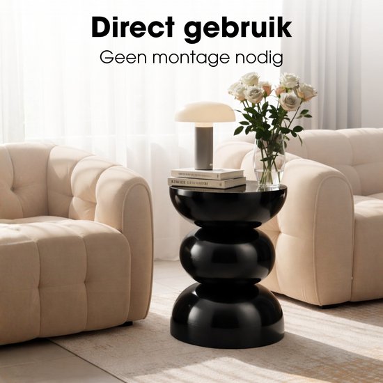 Mica Decorations Luna Table d'appoint - Table d'appoint ronde H46 x Ø32 cm - Petite table en fer pour chambre ou salon - Table de chevet ou table pour plantes - Noir