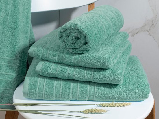 Serviettes DoubleLife XL 70 x 140 cm - Lot de 4 - 100 % coton, dont 50 % de coton recyclé - Certifiées GRS - Stone Green