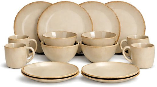 Service de table Mica Decorations Racco, 16 pièces - 4 couverts - Grès - Beige