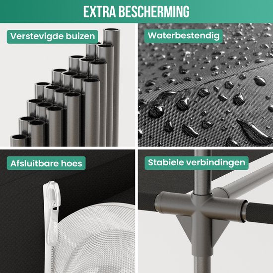 Avalo Armoire en tissu pliable XXL - 150x45x175 CM - Armoire - Armoire de chambre - Noir