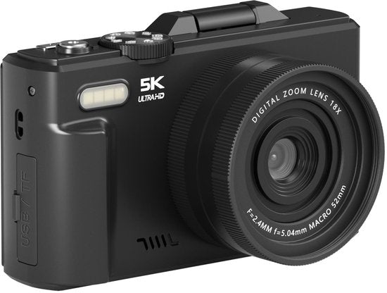 Appareil photo numérique Denver - Full HD 5K - 75 MP - Appareil photo pour vlog - Connexion Wi-Fi - Photo et vidéo - Appareil photo - DWC8475B