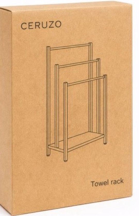 Porte-serviettes Ceruzo - Autoportant - Porte-serviettes - 3 bras - Sans perçage - Salle de bains, cuisine - Noir
