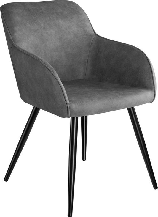 Chaise Marilyn Tectake - tissu gris/noir