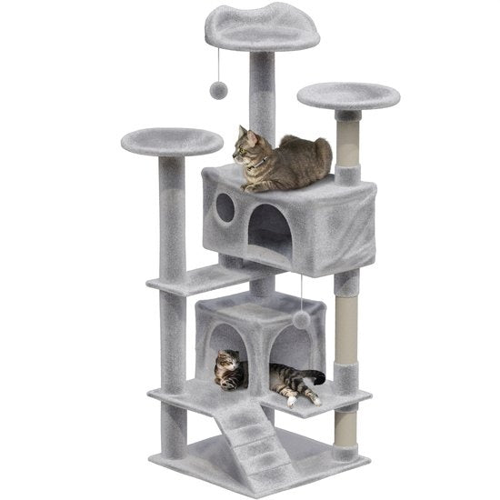 Avalo Scratching Post For Cats With 7 Levels - 137x49x49 CM - Light Grey - Scratching Post For Large Cats