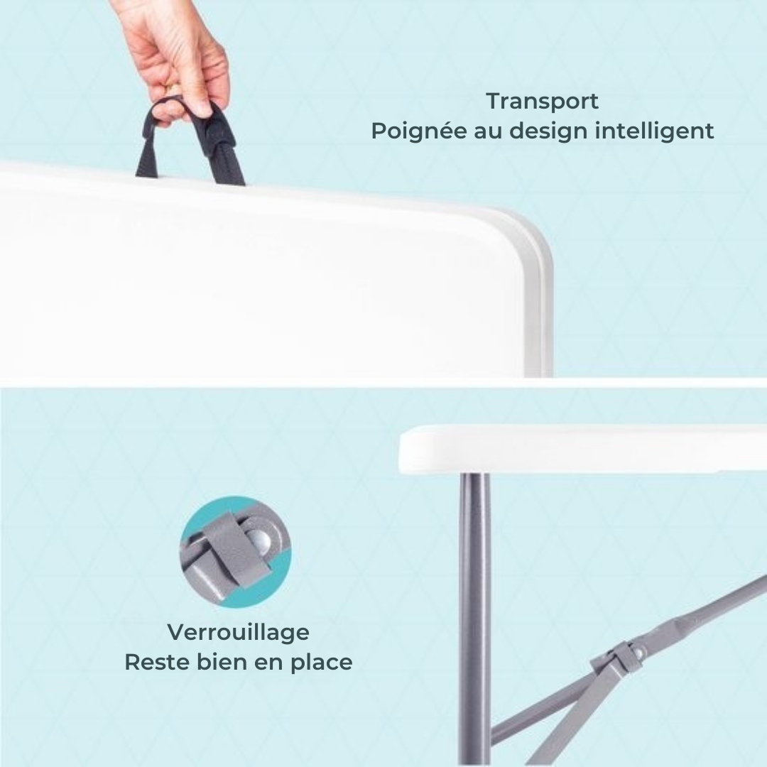LifeGoods Table pliante - 60x120cm - Table de camping - Résistante aux intempéries - Table pliante - Blanche
