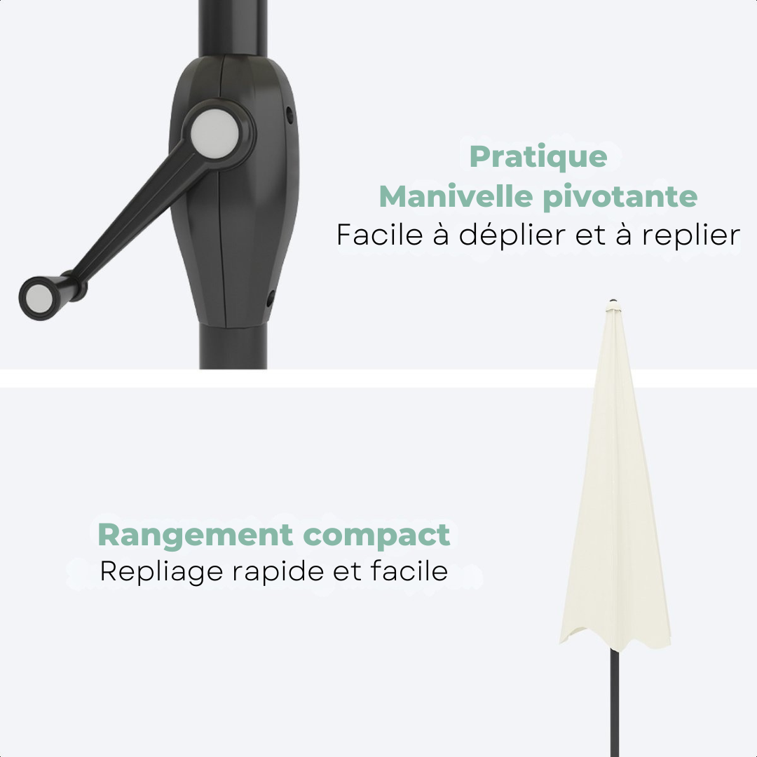 LifeGoods Parasol - Ø270 cm - 30° inclinable - imperméable - avec housse - Crème