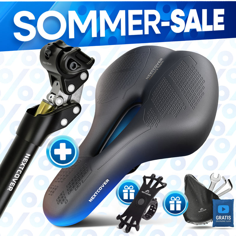 Nextcover ComfortSet MAX - Selle de vélo + tige de selle à suspension - Vélo électrique/Sport - Noir