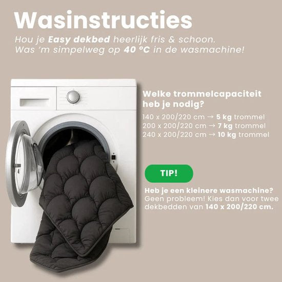 Dekbed-Discounter - Couette lavable Sleeptime Lazy 140 x 200 cm - 1 taie d'oreiller incluse - Lavable à 40 degrés - Couette toutes saisons - Mado