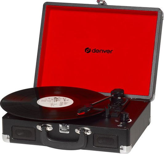 Denver Record Player - Haut-parleurs intégrés - Logiciel PC inclus - Auto-stop - Rétro - VPL120 - Noir
