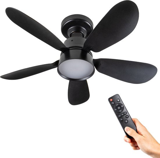 LED's Light - Ventilateur de plafond noir avec lampe - Ø 53 cm - Couleur de lumière réglable - 25 W, 1 100 lm, 3 000 K/6 500 K - Plafonnier avec ventilateur et lampe