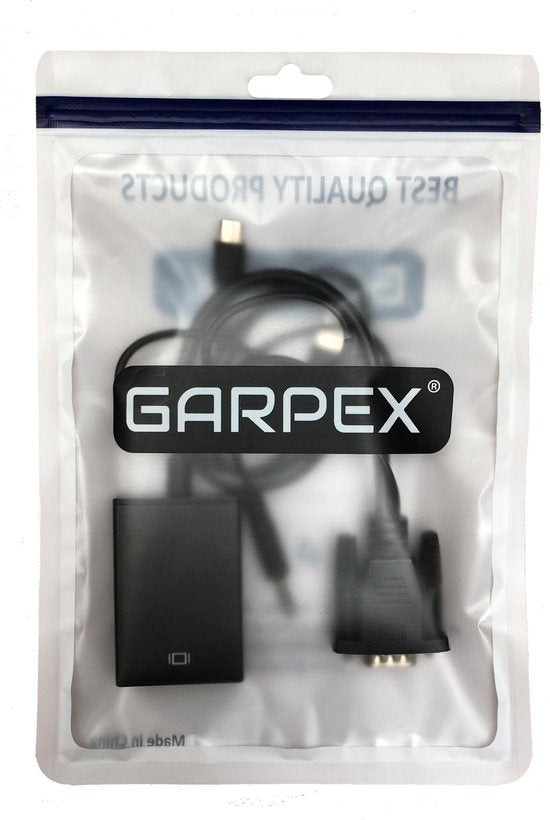 Convertisseur VGA/HDMI - Garpex - Qualité Full HD 1080p - Universel avec Jack 3,5 mm AUX et Câble d'Alimentation USB - Noir