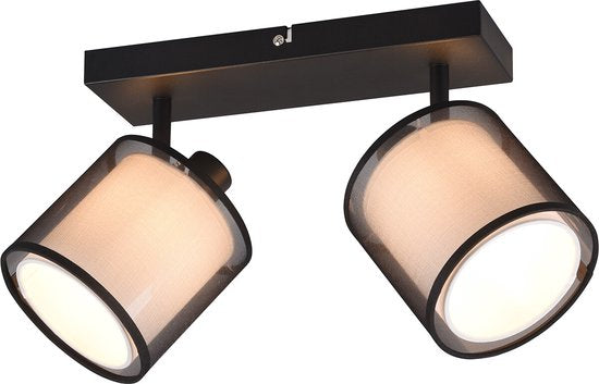 Trio leuchten - LED Ceiling Spot - Plafonnier - E14 - 2 lumières - Rectangle - Noir - Aluminium