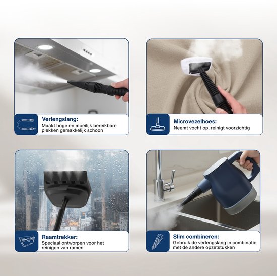 Airsteam S1 Handheld Steam Cleaner - Nettoyeur vapeur puissant de 1350W avec écran tactile - 9 accessoires - Nettoyeur de taches pour canapé, sol et fenêtres - Sécurité enfant - Réservoir d'eau de 400ML