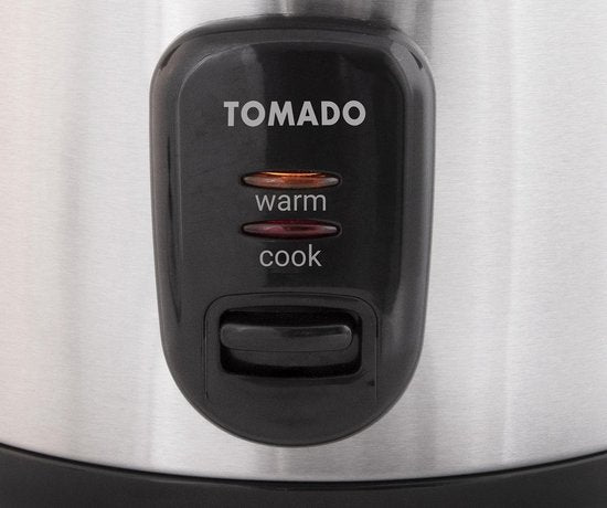Tomado TRC1001S - Cuiseur de riz - 5 portions - Capacité de 1 litre - Fonction maintien au chaud - Revêtement antiadhésif - Sans PFAS - Design en acier inoxydable