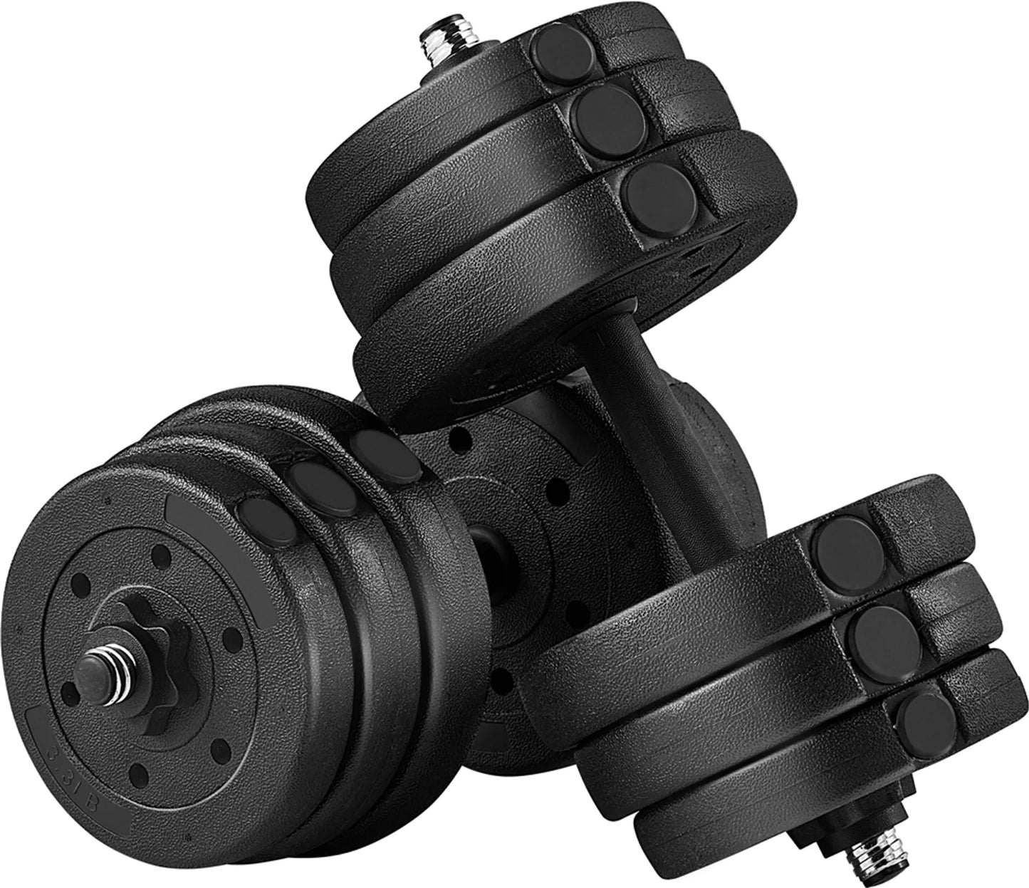 Yaheetech Dumbbell Set 25 kg - 12 disques de poids réglables, poignées antidérapantes et fermoirs en étoile - pour la musculation et l'entraînement - ciment plastique noir et métal - 43 x 21 x 21 cm