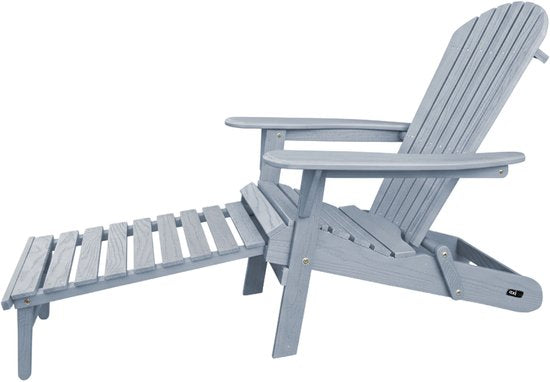Chaise AXI Alexa Adirondack Grise – Avec repose-pieds - Chaise de détente en bois avec accoudoirs – Pliable - Dossier haut - Chaise de jardin – 147 x 78,5 x 89 cm – 100 % bois d'hémlock certifié FSC