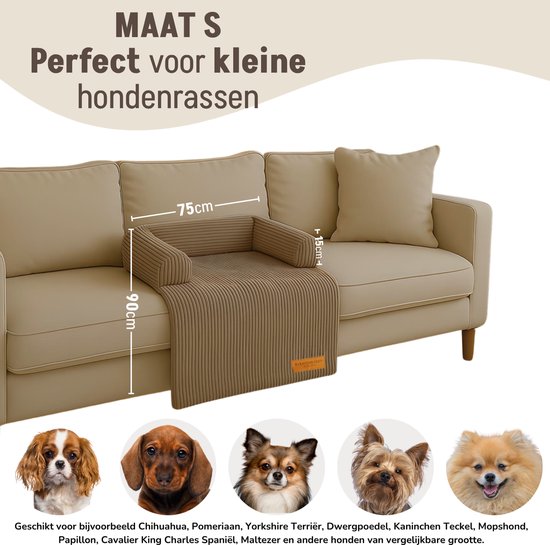 By Cee Cee Original Dog Rug Bench - Panier pour chien - Premium - Entièrement zippé - Tissu côtelé - Marron - 75x90 - Taille S