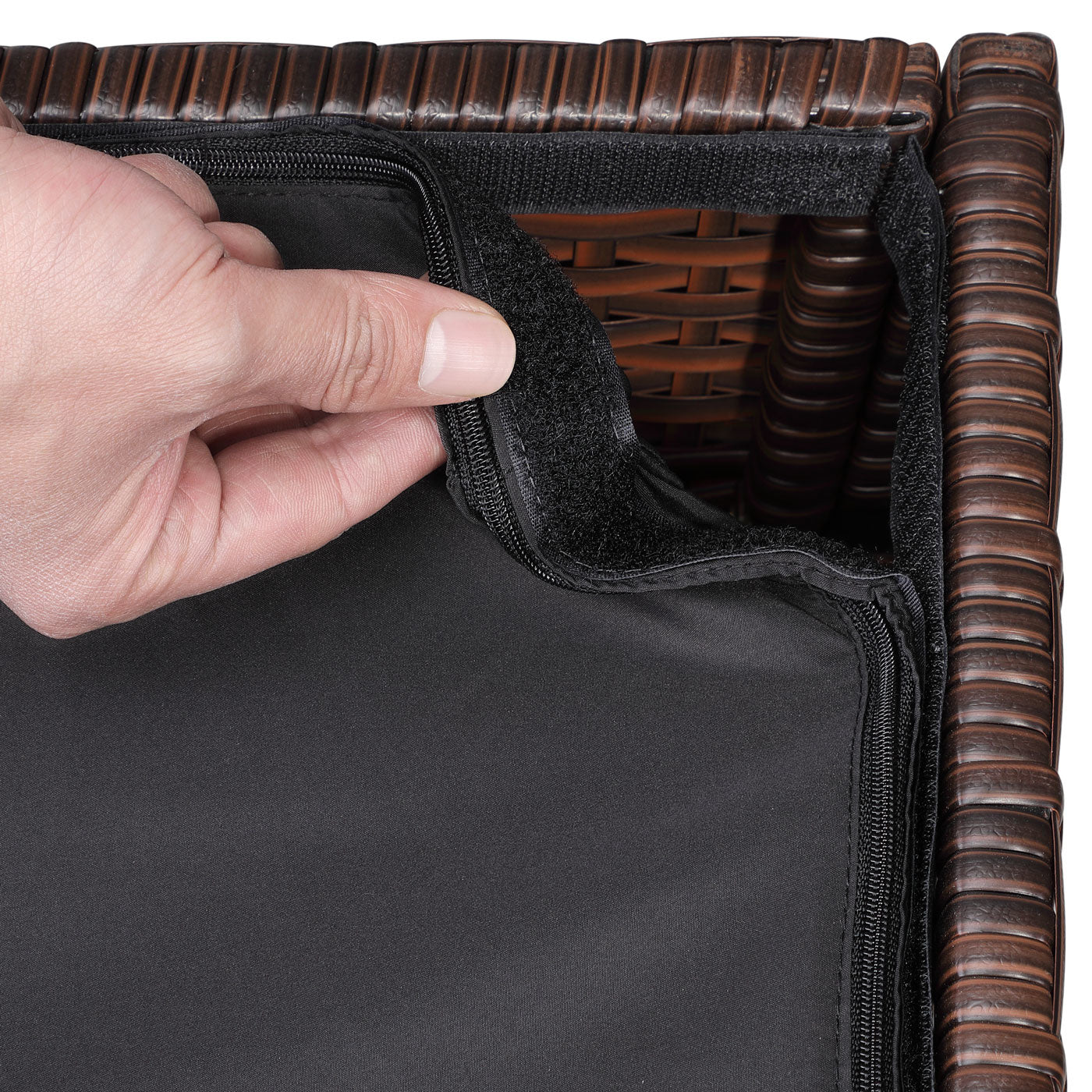 Boîte de rangement Casaria en polyrotin - marron - 75x75x70 cm - avec sac hydrofuge
