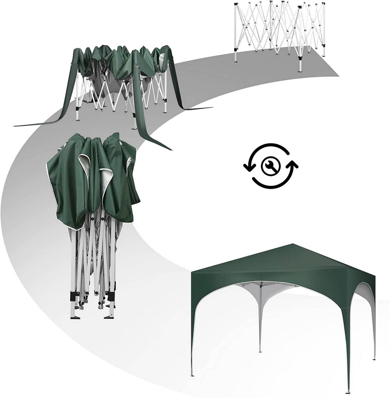Pavillon pop-up WOLTU - Imperméable - Vert - 3 x 3 m