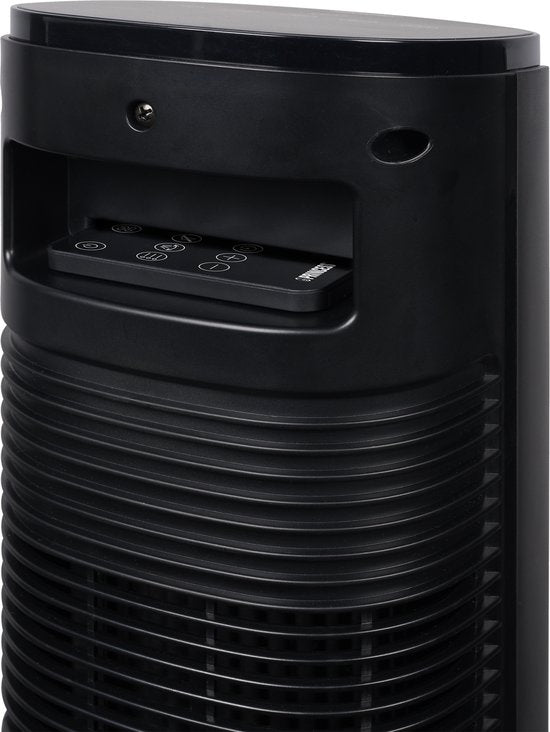 Ventilateur colonne Princess DC 91 cm – Ultra silencieux – 12 vitesses – 4 modes de ventilation – Oscillation à 90° – Minuterie 1 à 24 heures – Avec télécommande – Noir - 352370